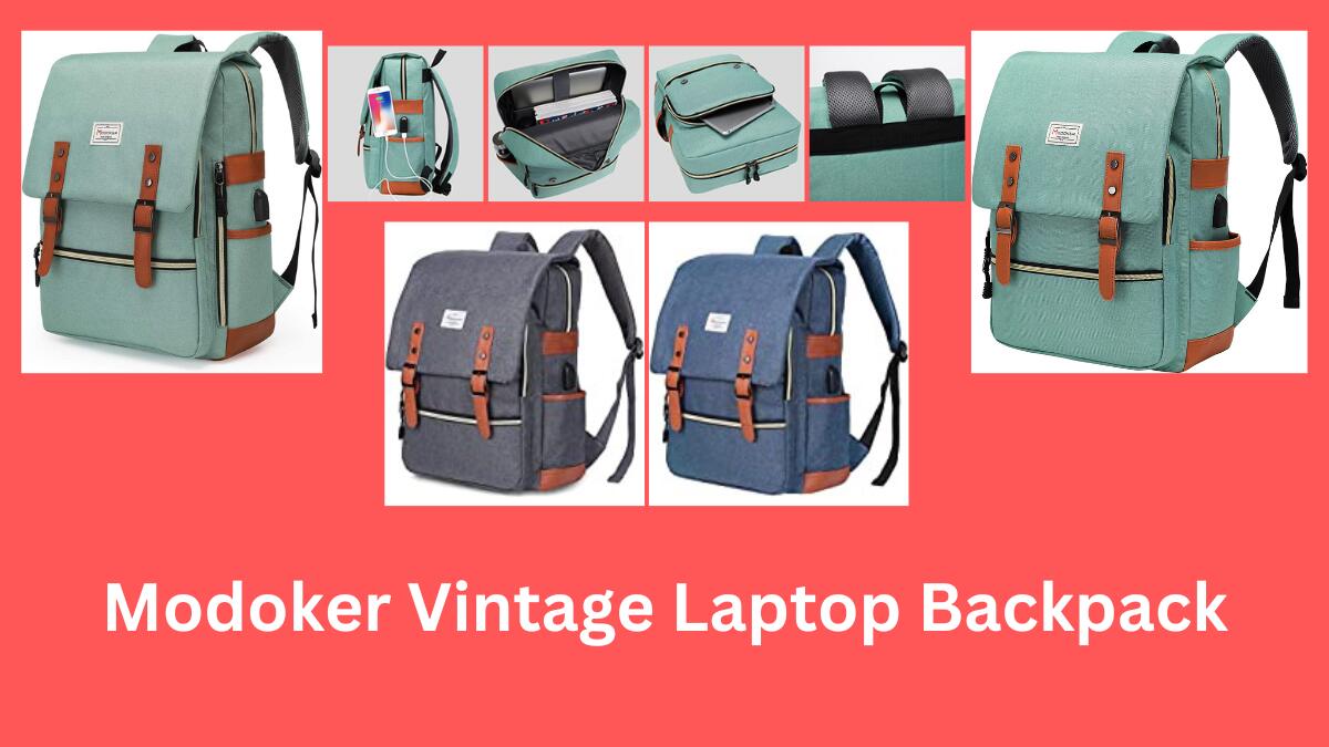 modoker vintage laptop backpack review with usb charging port