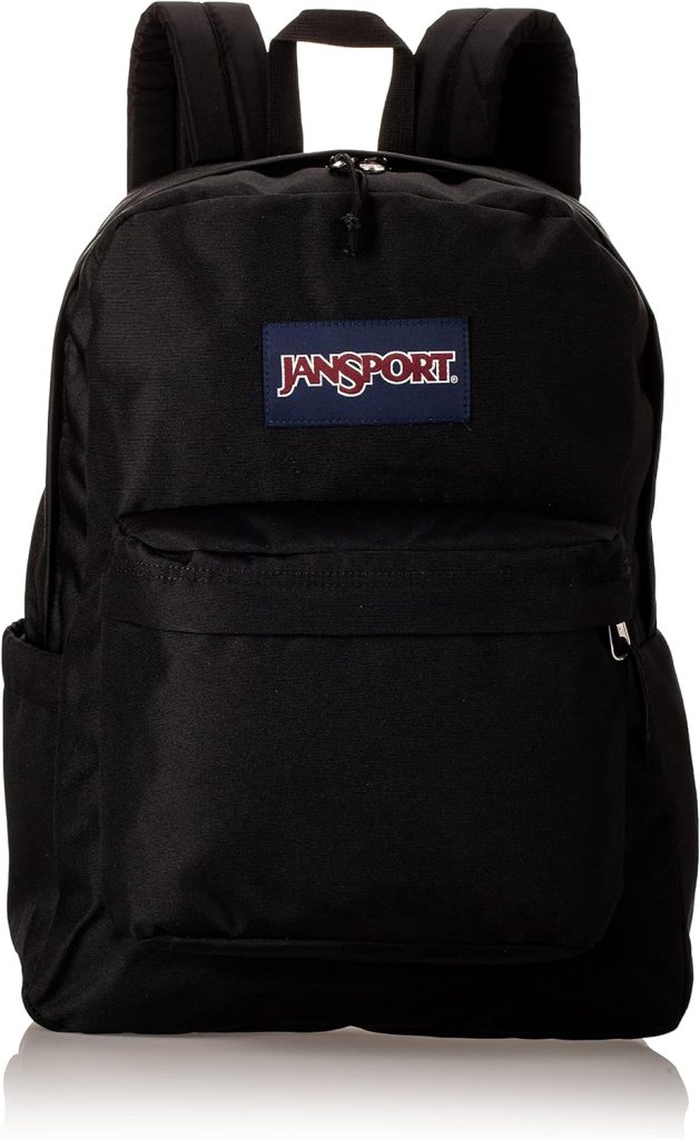 black jansport backpack with side pockets