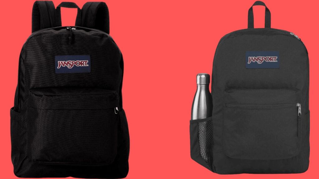 black jansport backpack with side pockets