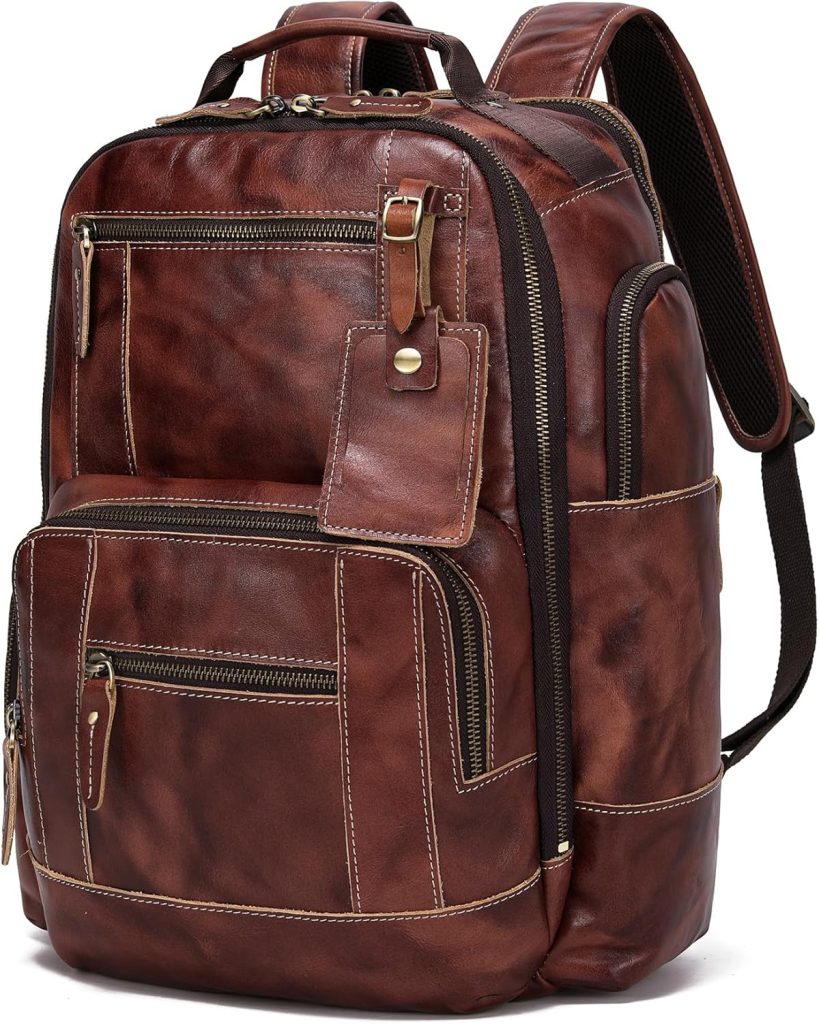 Leather backpacks with laptop compartment